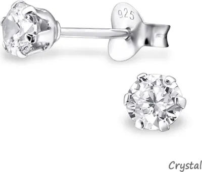 Produktbild von Zirkonia Ohrstecker Silber: Runde Kristall Ohrringe Crystal