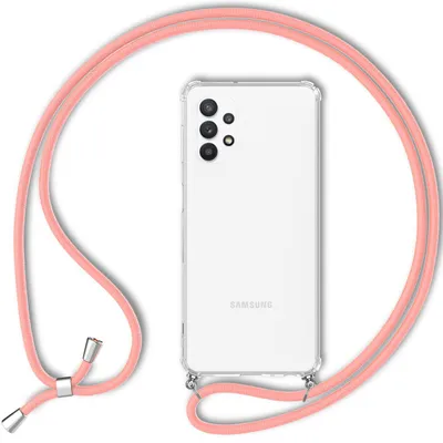 Produktbild von Für Samsung Galaxy A13 - Transparente Handy Hülle mit Kette & Handy-Schnur Pink