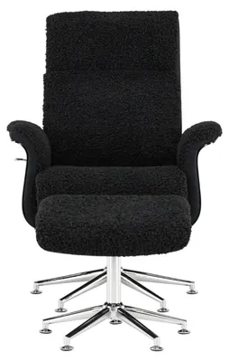 Image de Hagön fauteuil avec repose-pieds. Dossier réglable gris foncé.