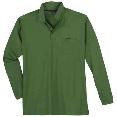 Produktbild von Ragman Übergrößen Softknit Langarm-Polo oliv melange