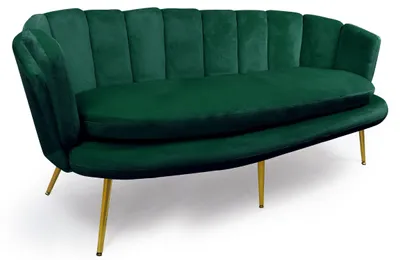 Image de MENZZO Canapé 3 places arrondi Brenda Velours Vert pieds Or