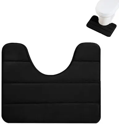 Obrázek produktu pro Uniqoos® podložka na toaletu (U-tvar) – měkká, protiskluzová a savá, vhodná pro praní v pračce, černá, 50 x 40 cm