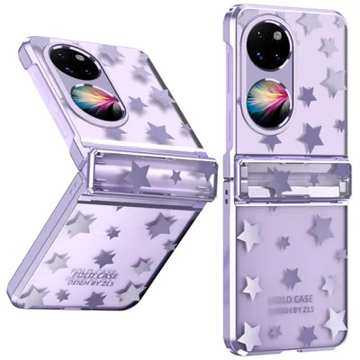 Obrázek produktu pro Průhledné pouzdro pro Huawei P50 Pocket, galvanizovaný pouzdro s hvězdným motivem a ochranou pantu Fialová