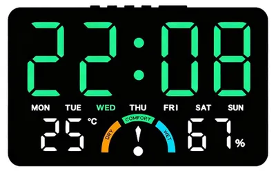 Produktbild von LED Digitale Wanduhr, Wanduhr Digital mit Alarm Temperatur Datum Woche – Blau