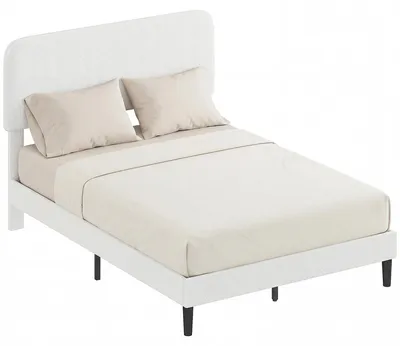 Produktbild von HOMCOM Bett 140x200 cm Bettgestell mit gepolstertem Teddy-Fleece-Kopfteil, Weiß