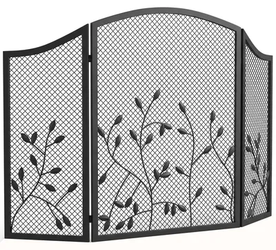 Produktbild von HOMCOM Kaminschutzgitter, 3-Teiliger Klappbarer Kaminschutz 122x75cm Schwarz