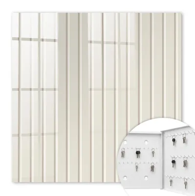 Produktbild von Metall Schlüsselkasten 30 x 30 cm - weißer Schlüsselschrank zur Wandmontage - wandhängende Schlüsselbox mit Tür - rechts öffnend - Schlüsselaufbewahrung für Flur - Büro - Arbeitszimmer - Werkstatt - Garage - Vertikale Streifen
