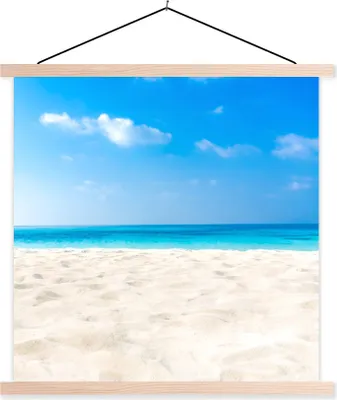 Produktbild von MuchoWow® Textilposter Strand - Meer - Sand 60x60 cm mit holzfarbenen Rahmen - Wanddekoration