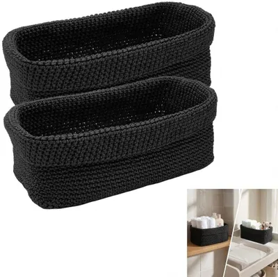 Imagen del producto de Cesta de almacenamiento de cuerda de algodón, pequeña, rectangular, de color , para el baño