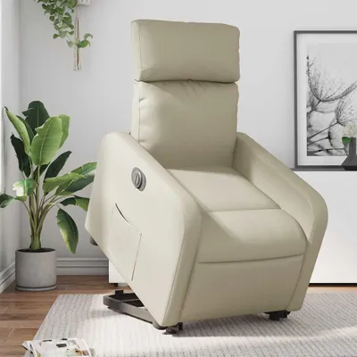 Image de Fauteuil relax avec releveur électrique Crème Similicuir