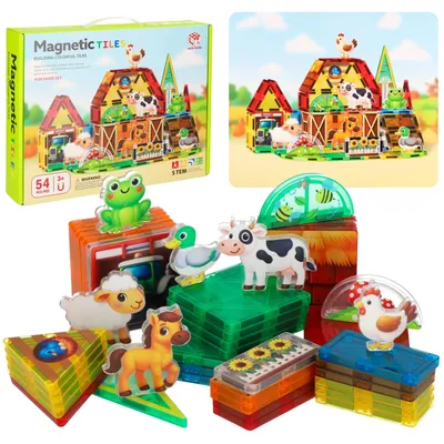 Produktbild von MAGNETBAUSTEINE Bauernhof, kreatives BAUSET mit 54 Teilen, FÜR KINDER AB 3 JAHREN