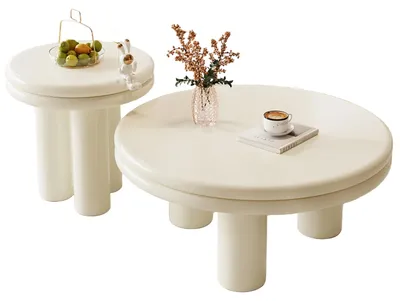 Image de Table d'appoint - Table basse - Petite table - Table de salon - Table pour le salon - Ensemble moderne composé de 2 pièces