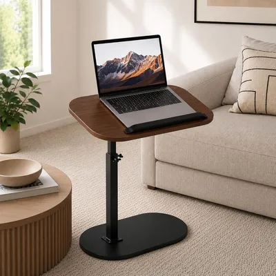 Produktbild von Beistelltisch C Form Couch Beistelltisch, 360° Drehbarer Höhenverstellbar(45-80cm),  Braun