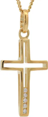 Produktbild von Anhänger Kreuz echt 333-8 Karat Gold mit vergoldeter Silberkette 38 cm