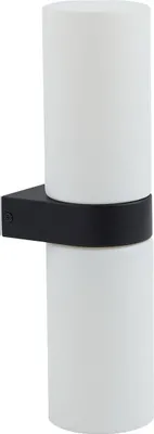 Produktbild von Lucande Bad-Wandleuchte Basolo, schwarz, Höhe 31,5 cm, Glas
