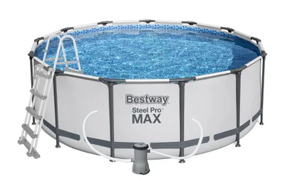 Produktbild von Aufstellpool Steel Pro MAX grau, Kartuschenfiltration, Stufen, Abdeckplane, 3,96m x 1,22m
