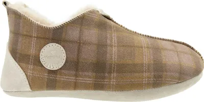 Image de Vanuba - Chaussons femme Oxford Tartan agneau cuir laine pantoufles D022 vert, taille 41 EU