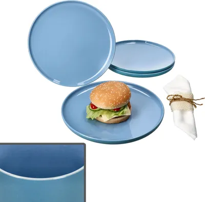 Produktbild von Ritzenhoff 4x Jasper Speiseteller Ø25,2cm Ozeanblau Steingut 4 Pers. Essteller