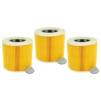 Produktbild von vhbw 3x Faltenfilter Ersatz für Kärcher 6.414-789.0, 6.414-789 für Staubsauger - Patronenfilter Gelb