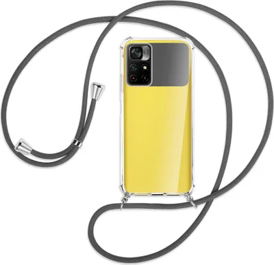 Produktbild von Handykette Backcover-Schutzhülle mit Band (Metall silberfarben) für Xiaomi Redmi Note 11 - dunkelgrau