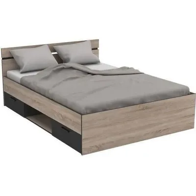 Obrázok produktu pre Posteľ 140x200 cm 2 zásuvky a 1 otvorená priehradka Š204,3 cm - MICHIGAN