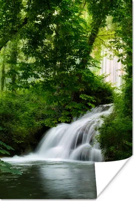 Produktbild von MuchoWow® Poster Wasserfall - Natur - Grün 60x90 cm - Wanddekoration