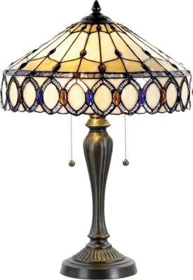Zdjęcie produktu dla Lampa stołowa Clayre & Eef Tiffany Ø 40x58 cm Beżowo-brązowe szkło