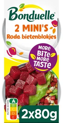 Image de Cubes de Betterave Bonduelle 2x80g – Betterave fraîche et croquante en cubes