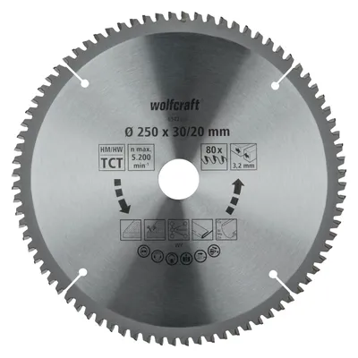 Obrázok produktu pre wolfcraft 1 pokosový pílový list HM 80 zubov ø250mm - 6542000