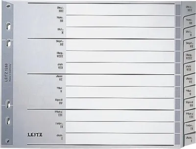 Produktbild von Register A4 Dez-Jan PP grau mit Deckblatt Packung mit 20 Stück
