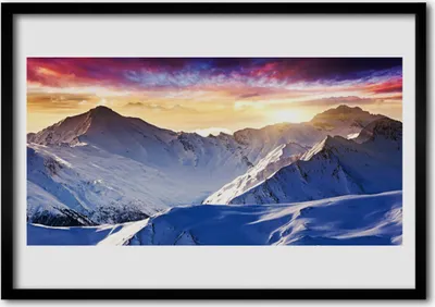 Produktbild von Bild 100x70 MDF-Rahmen Wandkunst Schneeberglandschaft