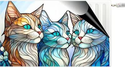 Produktbild von Dekorative Heizkörperverkleidung Magnetische Heizkörpermatte Pastellkatzen
