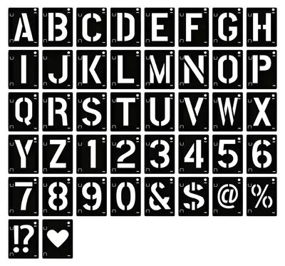 Produktbild von Buchstaben- und Zahlenschablonen – 42 Stück, wiederverwendbar – für DIY-Projekte, Scrapbooking, Malerei und Holzschilder – 7,2 x 5 cm (10 x 12 cm)