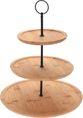 Produktbild von Bambus Etagere mit 3 Etagen - 35 cm - Servierplatte für Feste und Veranstaltungen