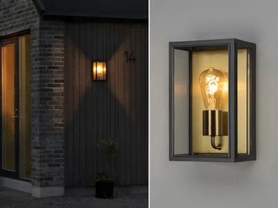 Produktbild von LED Außenwandleuchte, Wandlaterne für draußen, Terrassenbeleuchtung Schwarz Gold