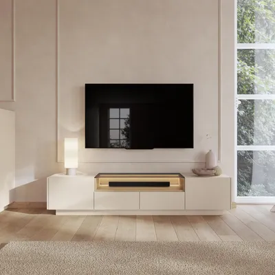 Immagine prodotto di Kakagano - Mobile Porta tv, 203x40x43h cm Beige, 2 Cassetti
