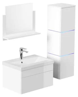 Produktbild von HOME DELUXE - Badmöbel-Set - WANGEROOGE weiß - Large - inkl. Waschbecken und komplettem Zubehör - Breite Waschbecken: ca. 60 cm I Badezimmermöbel Waschtisch Badmöbelset