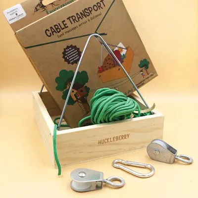 Produktbild von Huckleberry Kinder Spielzeug - Seilbahn-Set | Kabel-Transport 20m Seil