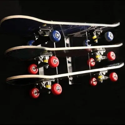 Obrázek produktu pro 3-patrový organizér na skateboardy | Nástěnný držák na skateboardy | Regál na uložení desek a longboardů | 3-patrová sada držáků