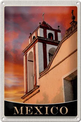 Produktbild von Blechschild Reise 20x30cm Mexiko Amerika USA Mittelalter Kirche