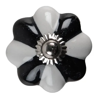 Produktbild von Clayre & Eef Türknauf Ø 4 cm Schwarz Weiß Keramik