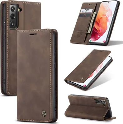 Produktbild von König Design Hülle kompatibel mit Samsung Galaxy S21 Plus Kunstleder Handyhülle - Handy Case Braun