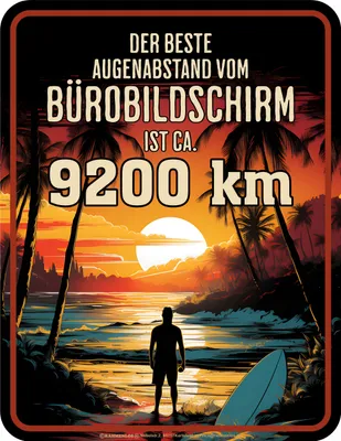Produktbild von Augenabstand ist 9200km - hochwertig bedrucktes Blechschild - Größe 22x17 cm