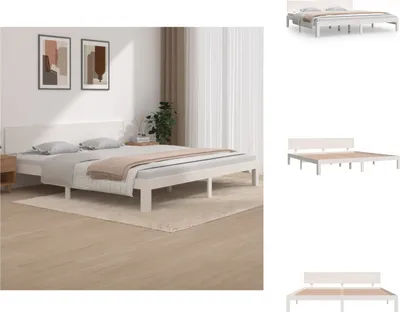 Produktbild von vidaXL Massivholzbett Weiß Kiefer 200x200 cm -  Betten & Bettgestelle
