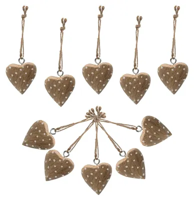 Produktbild von Logbuch-Verlag 10 kleine Holzherzen Ostern Frühling Deko Herzen zum Aufhängen braun weiß Give-Away Hochzeit Muttertag 4 cm