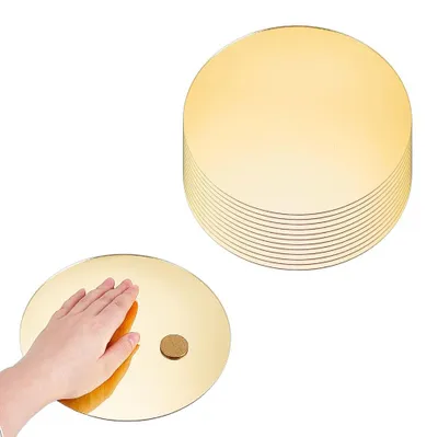 12 runde Acrylspiegel, 20 cm, gold, selbstklebend, 1,5 mm