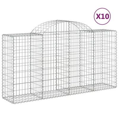Productafbeelding van vidaXL Gabionen met boogvorm, 10 stuks, 200x50x100/120 cm, verzinkt staal