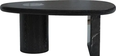 Produktbild von Marmor Couchtisch mit Eichenfurnier - Schwarz - MARSULA