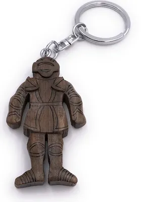Produktbild von Onwomania Schlüsselanhänger aus Holz Ritter Rüstung Mittelalter Schutzbelkleidung Krieger Anhänger Charm