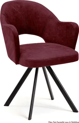 Produktbild von Armlehnstuhl (6er-Set) Debor 59x87x61 Schwarz/Marsala